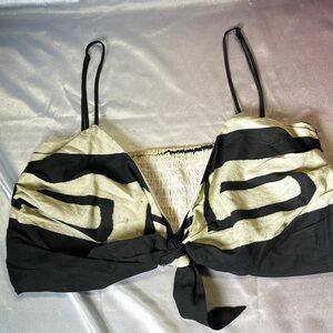 Johanna Ortiz Black and Cream Crop Top
